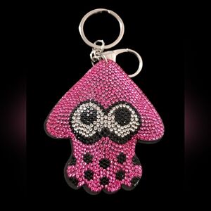 Pink Rhinestone Squid Bsg Charm Keychain
